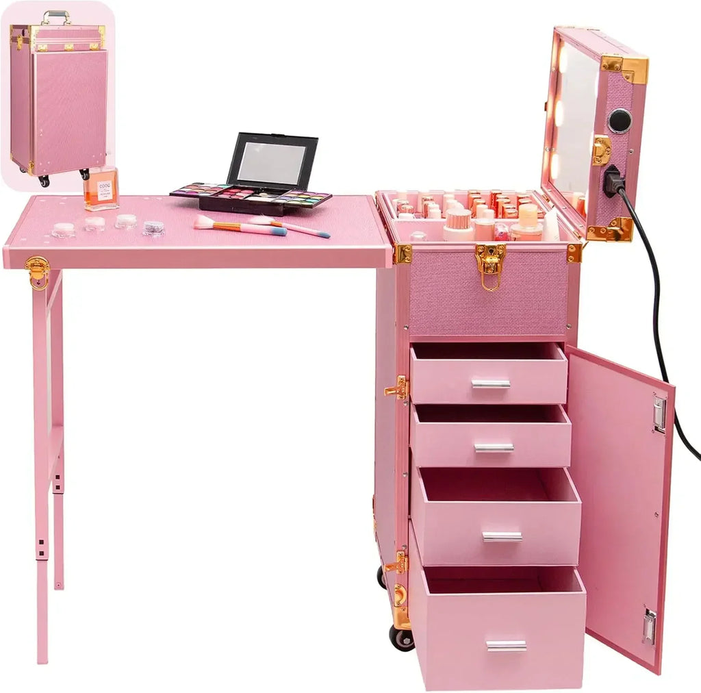 Portable Rolling Manicure Table - Foldable Beauty Cart for Salons Massage Chairs Tidesmit