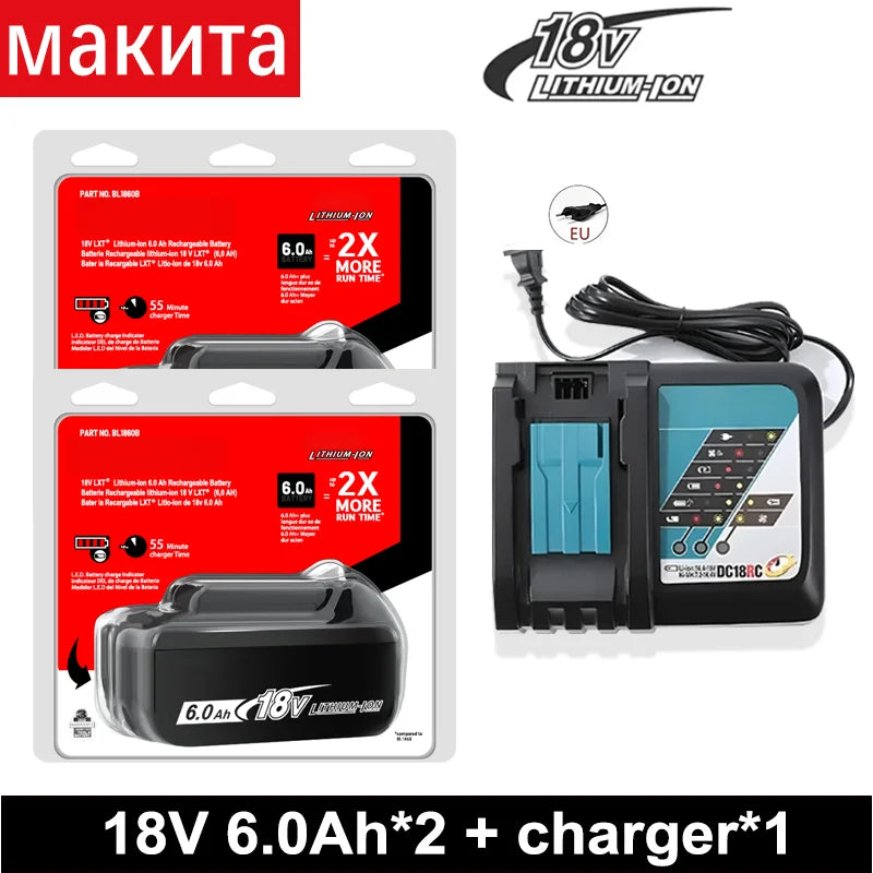 Genuine 6AH Makita BL1860 6ah Battery Power Tools Li-ion Replacement LXT BL1850 BL1840 for 18V Screwdriver with BMS 18v Battery