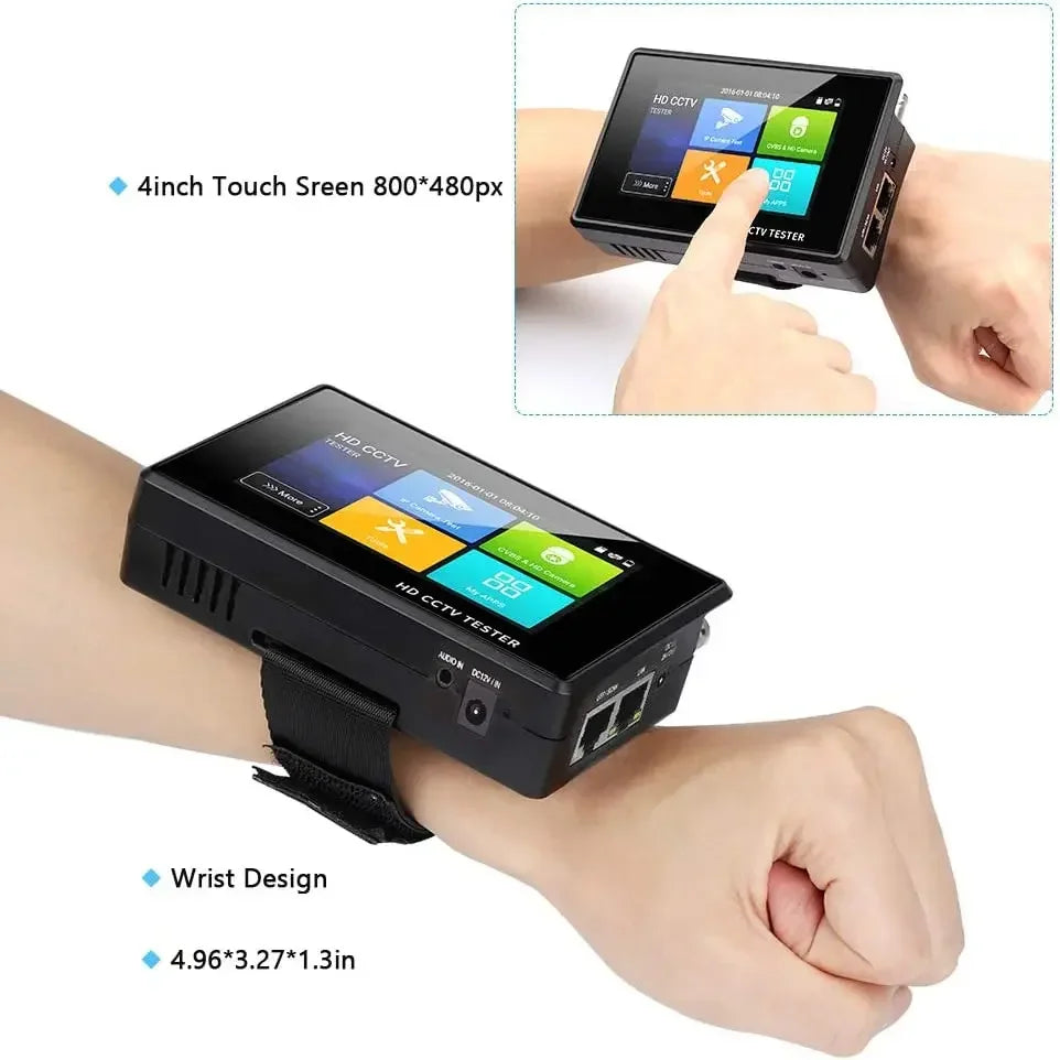4 Inch Wrist CCTV Tools H.265 AHD CVI TVI CVBS CCTV Monitor for Analog IP Camera Tester POE Testers CFTV 4K CCTV IP Tester