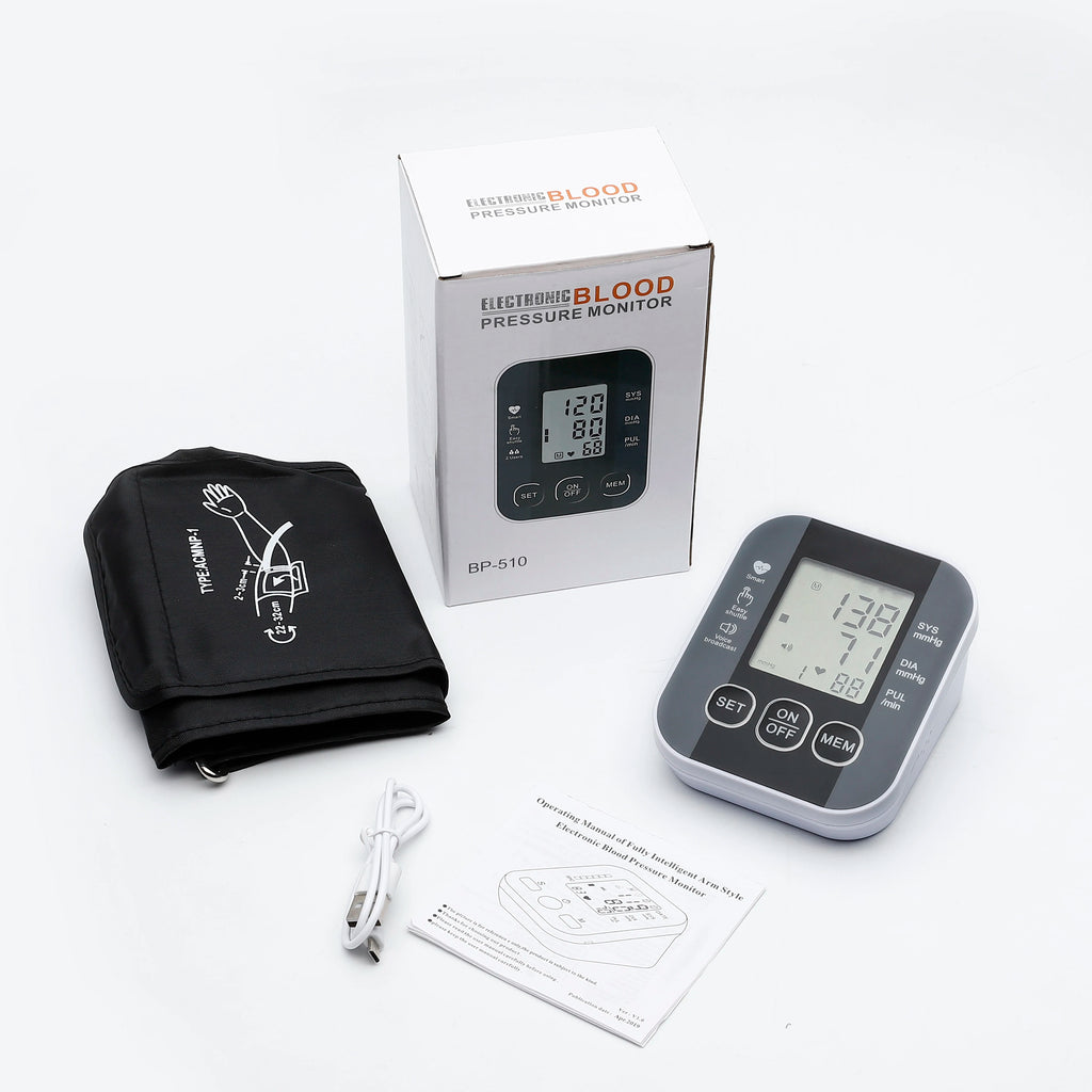 Voice BP Sphygmomanometer Heart Rate Pulse Tonometer Russian / Arabic / Spanish / Portuguese Voice Arm Blood Pressure Monitor
