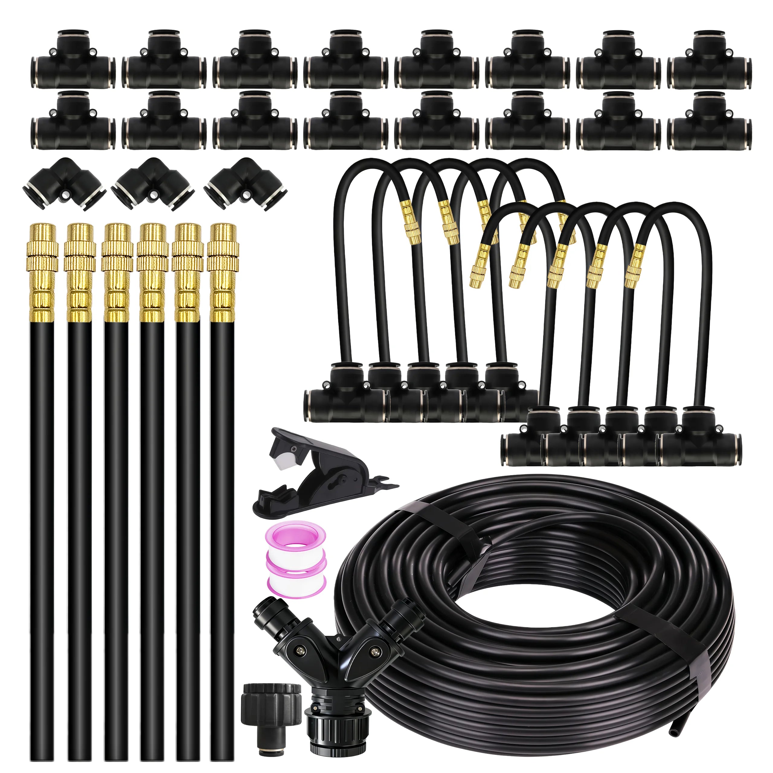 Garden 5-30M 8mm PE Hose 20cm 360° Bending Brass Nozzle Spray Kit Atomized Automatic Irrigation Equipment Plants Mist Wateriing