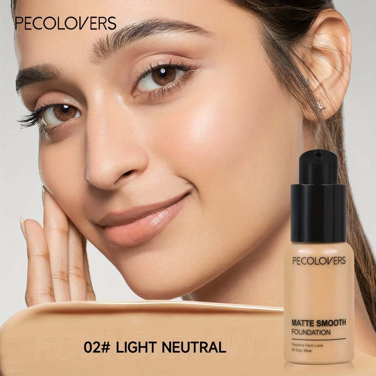 Tidesmit matte smooth liquid foundation swatch showing multi-tone nature effect and full coverage face makeup