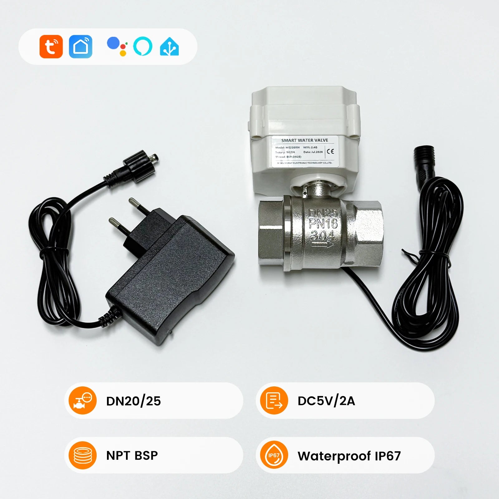 Intelligent Wifi Water Valve IP67 Suitable For Gardens Ponds And Greenhouses Compatible With Smart Life  Alexa and Google Home