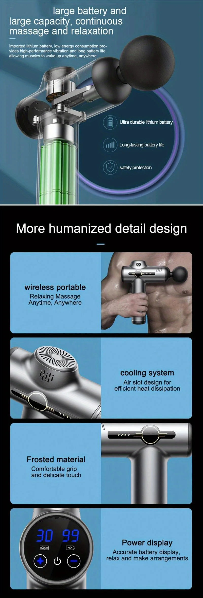 Deep Tissue Muscle Massage Gun - 99 Speed Pro Recovery Device Fascia Gun Tidesmit