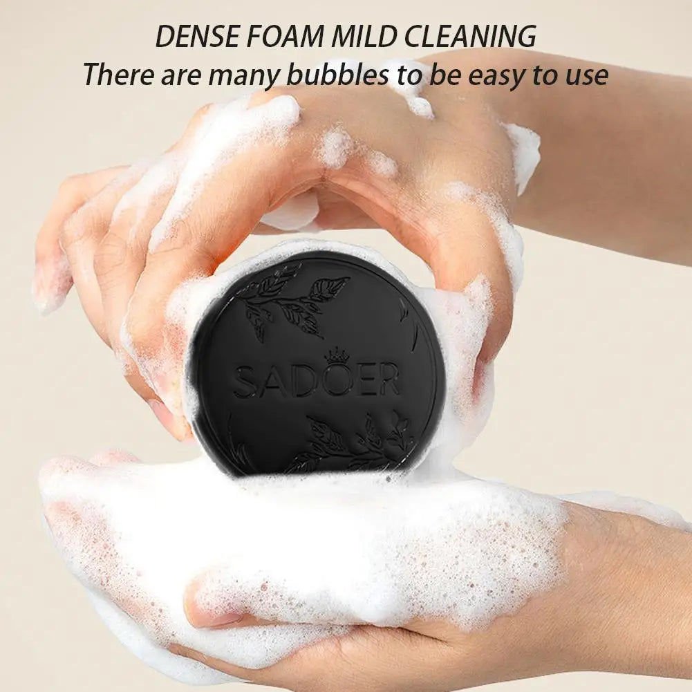 1/2PCS Black Soap Gray Hair Coverage Soap, Natural Polygonum Black Hair Shampoo Bar for Hair Darkening and Stronger, Refreshing
