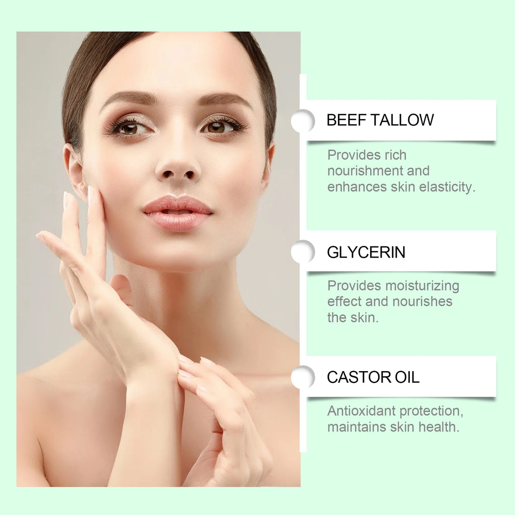 Beef Tallow Face Cream Anti Aging Fine Lines Deep Moisturizing Soothing Repair Damaged Day Skin Nourishing Face Body Lotion 60g