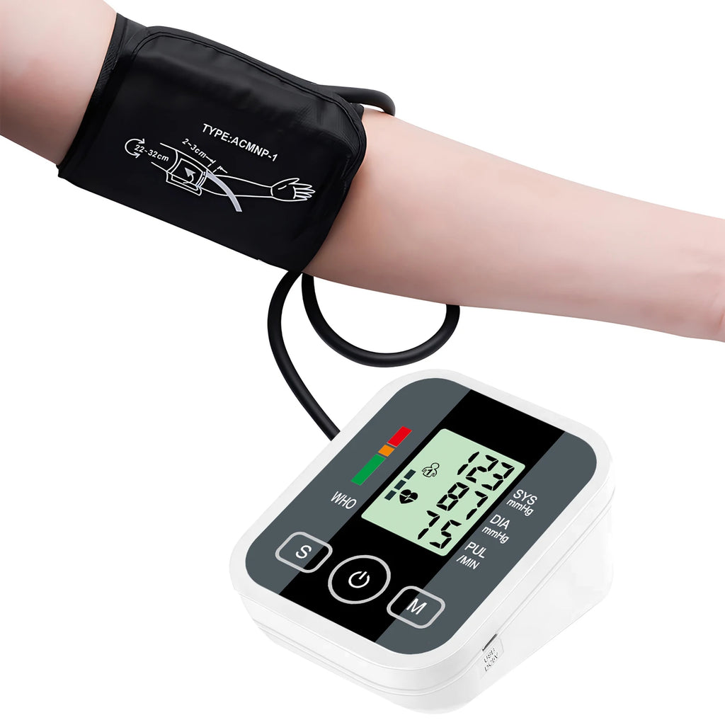Alextrasza Upper Arm Automatic Blood Pressure Monitor BP Sphygmomanometer Pressure Meter Tonometer Measuring Arterial Pressure