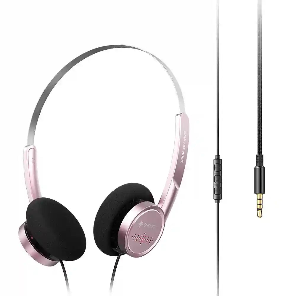 Wired On-Ear Headphones with Mic and 40mm Drivers - Tidesmit Pink Tidesmit