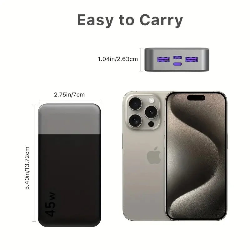 20000mAh Portable Charger - 45W Fast Charging Power Bank with LED Tidesmit