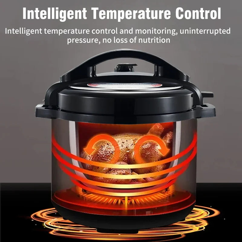 Tidesmit 5L stainless steel electric pressure cooker showing control panel features and multicooker settings