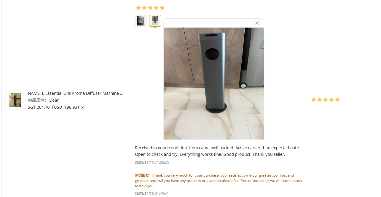 NAMSTE Electric Aromatic Diffuser Coverage 4000m³ Smart Bluetooth Essential Oils Fragrance Machine Home Hotel Scenting Device