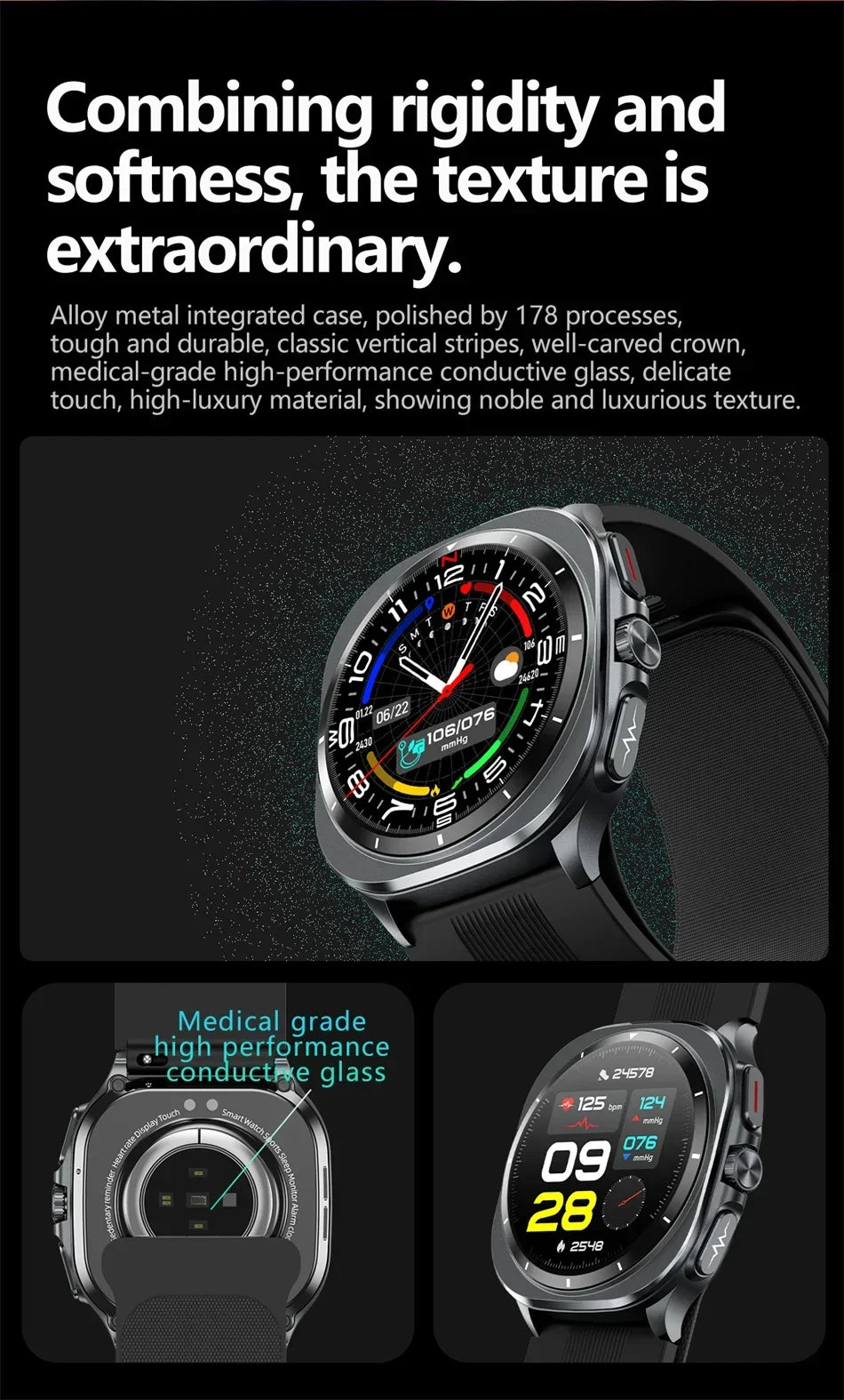 New AI Diagnosis Smart Watch Men, Air Pump Airbag Accurate Measure Blood Pressuer ECG Uric Acid Lipid Smartwatches For XIAOMI