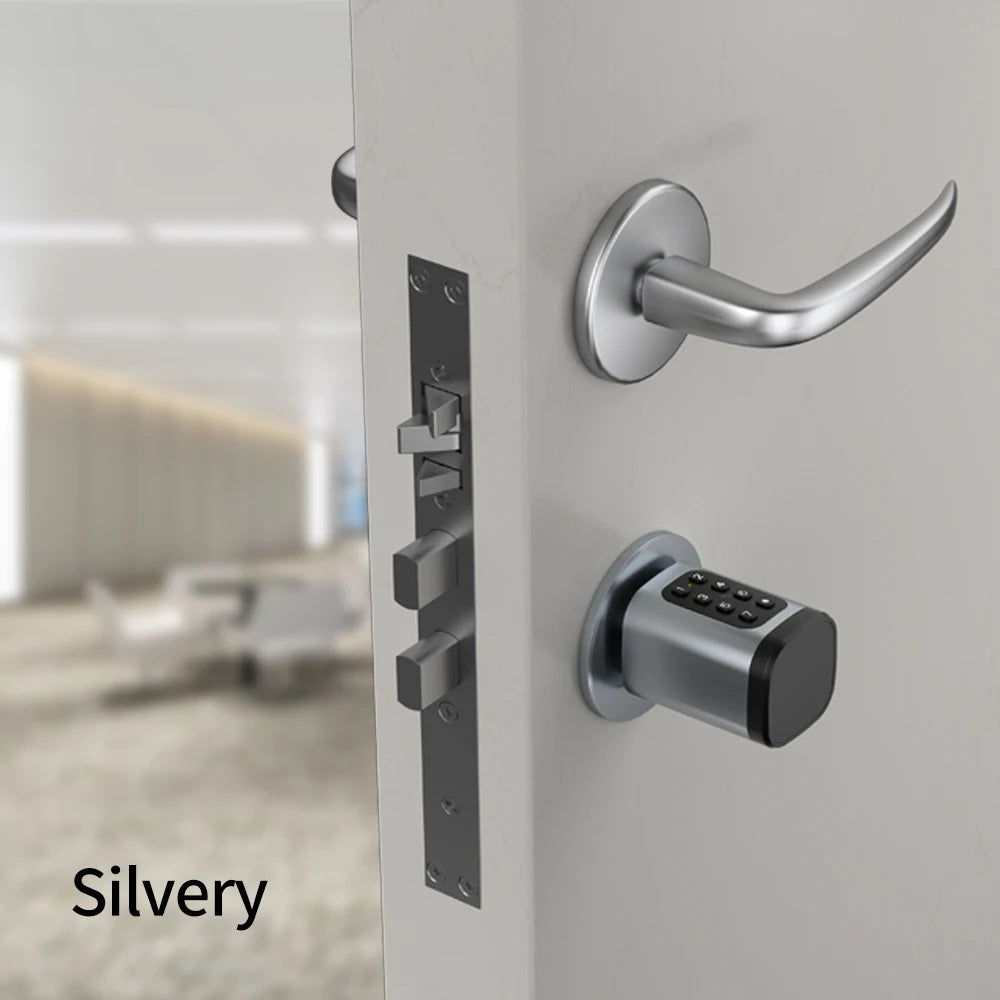 Support Tuya App Intelligent Plug-in Lock IP65 Biometric Fingerprint App Control Cylindrical Bolt Alex/Google Home/Office Door