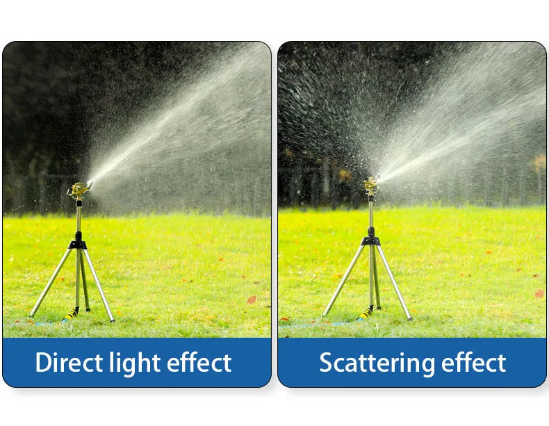 360° Rotating Tripod Sprinkler, Zinc Alloy Adjustable Automatic Water Sprinkler for Lawn Garden Vegetable Irrigation