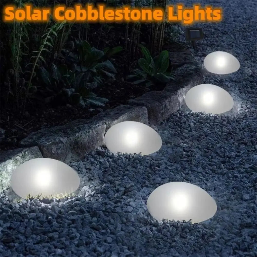 Solar Stone Light Frosted Glass Ground Lamp Outdoor Waterproof Lantern for Garden Green Light Lawn Courtyard Decorative Lamp