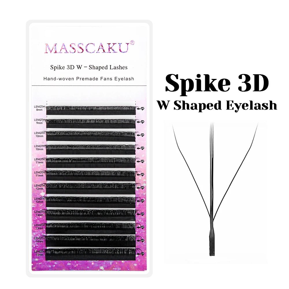 Premade Volume Fans Eyelashes 3D W Shape 0.07mm C Curl - Tidesmit False Eyelashes Spike 3D W Eyelash Tidesmit