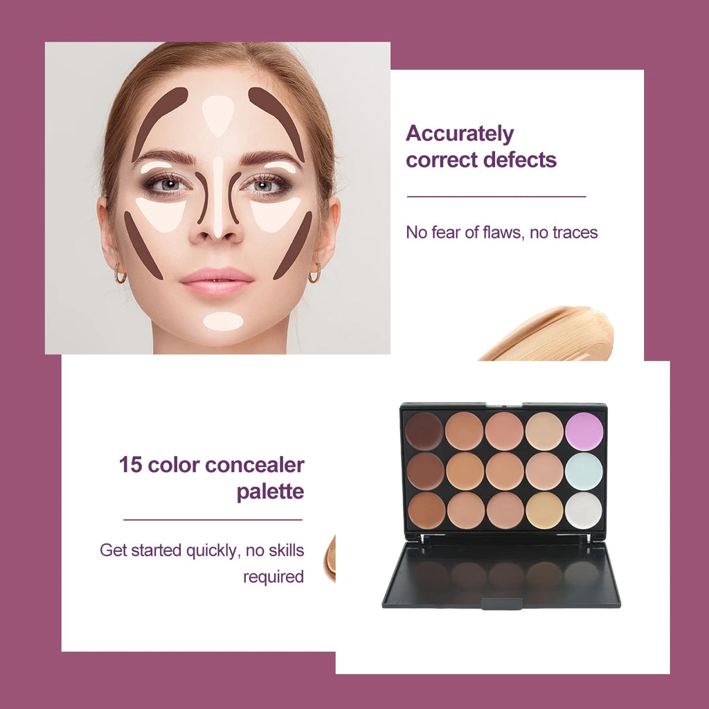 Tidesmit 15 color multifunction concealer palette texture close up for covering acne marks and dark circles