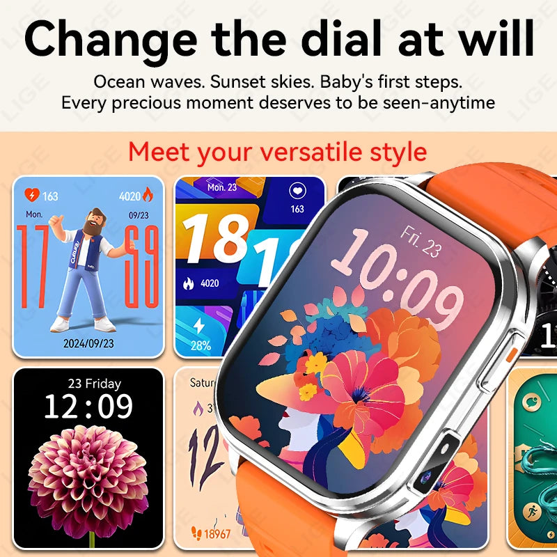 LIGE New 30W Pixel Camera Smart Watch Men 670mAh Battery IP67 Waterproof Sports Fitness Tracker Bluetooth Call Man Smartwatches