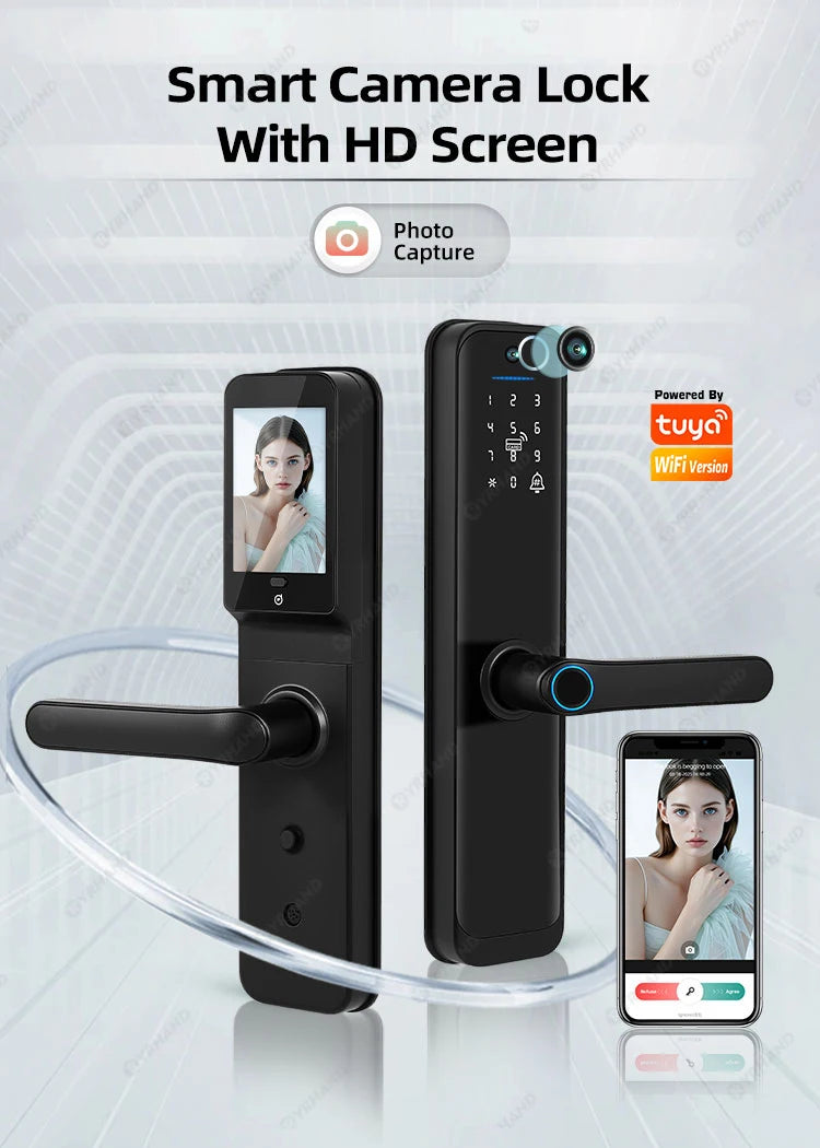 Smart Lock Electronic Digital Lock Featuring Biometric Fingerprint Recognition Camera Smart Card&Password Key Unlock