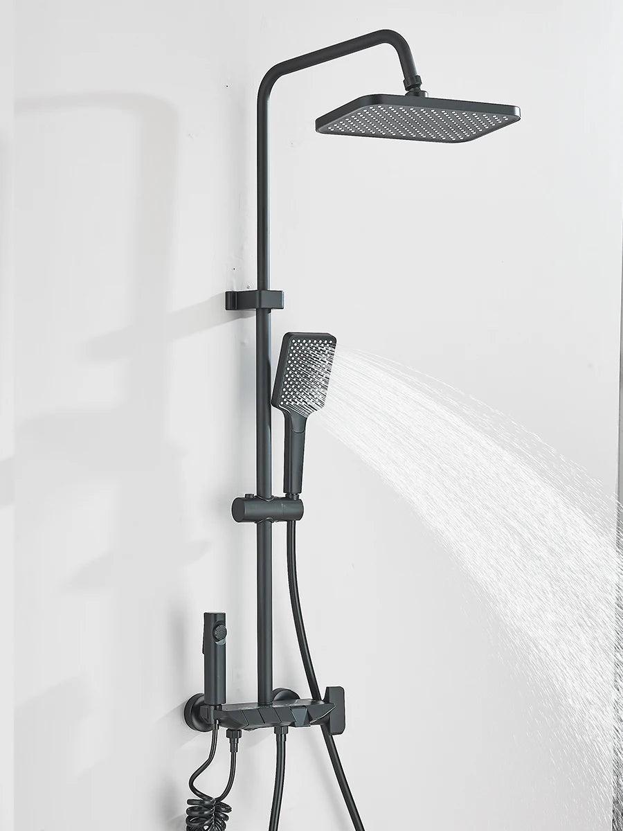4-way Piano Shower System With Rain Shower Bidet Faucet Hot Cold Water Mixer For Bathroom Shower Kit
