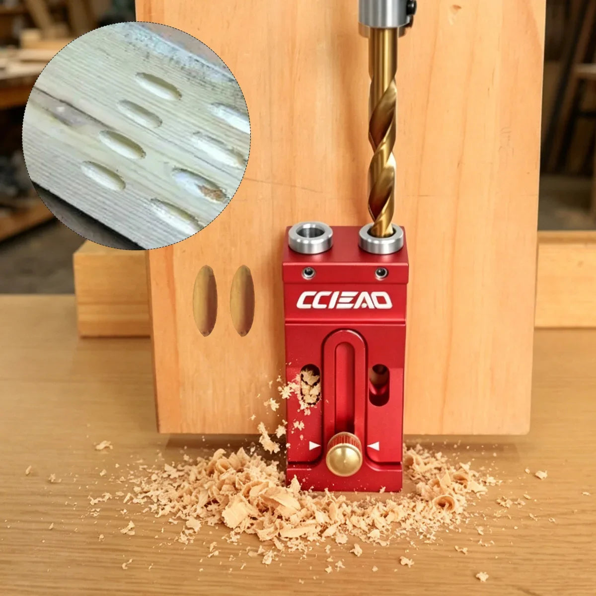 Aluminum Alloy Pocket Hole Jig Kit, Woodworking Oblique Hole Locator with 9mm Drill Bit, Adjustable Pocket Hole Carpentry Tool