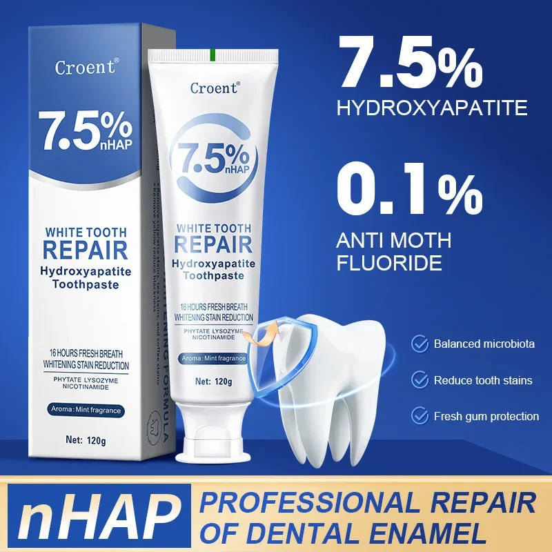 Tidesmit Hydroxyapatite whitening toothpaste for plaque removal, stain removal, and fresh breath, 120g
