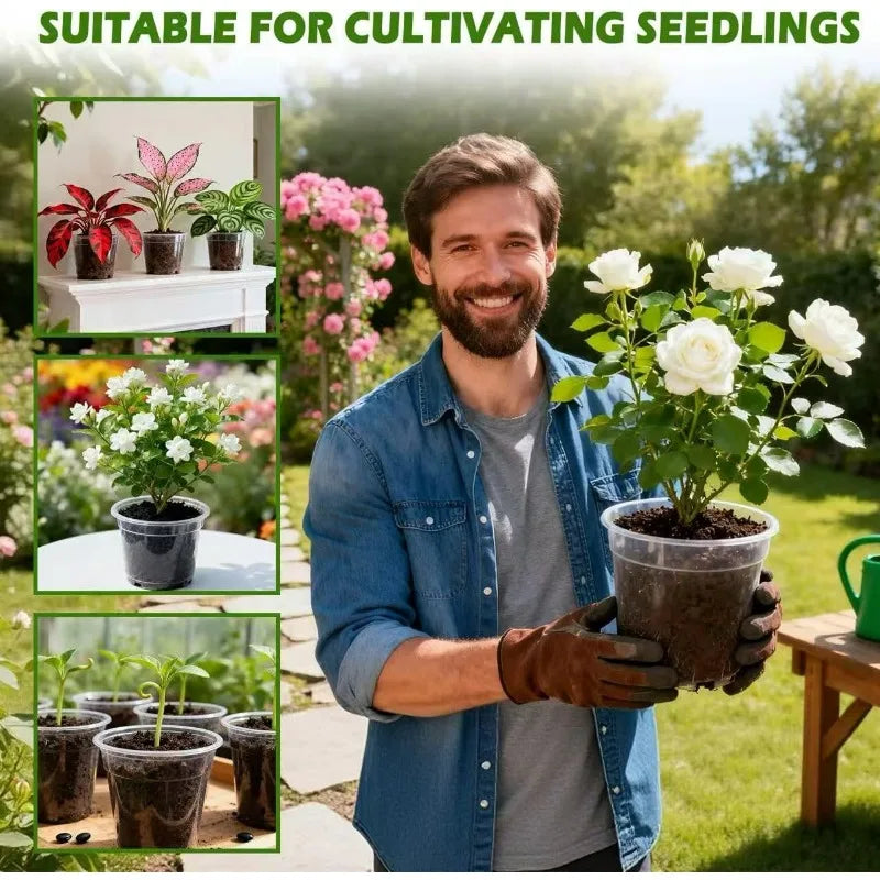 S/M/L/XL Transparent Flowerpot Plant Nursery Pot Seedling Cup Gardening Transplantation Potted Flower Pot Planter Gardening Tool