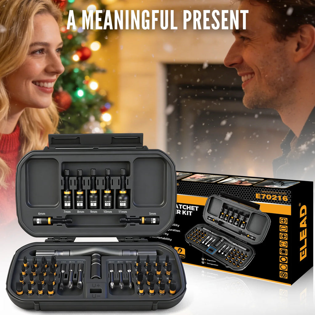 ED 46-in-1 Magnetic Ratchet Screwdriver Set with Bits, Nut Drivers & Storage Case, Multi Repair Tool Kit for Furniture, Computer