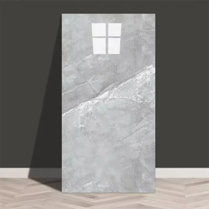Self-adhesive marble tile sticker sheet, light gray marble with subtle veining
