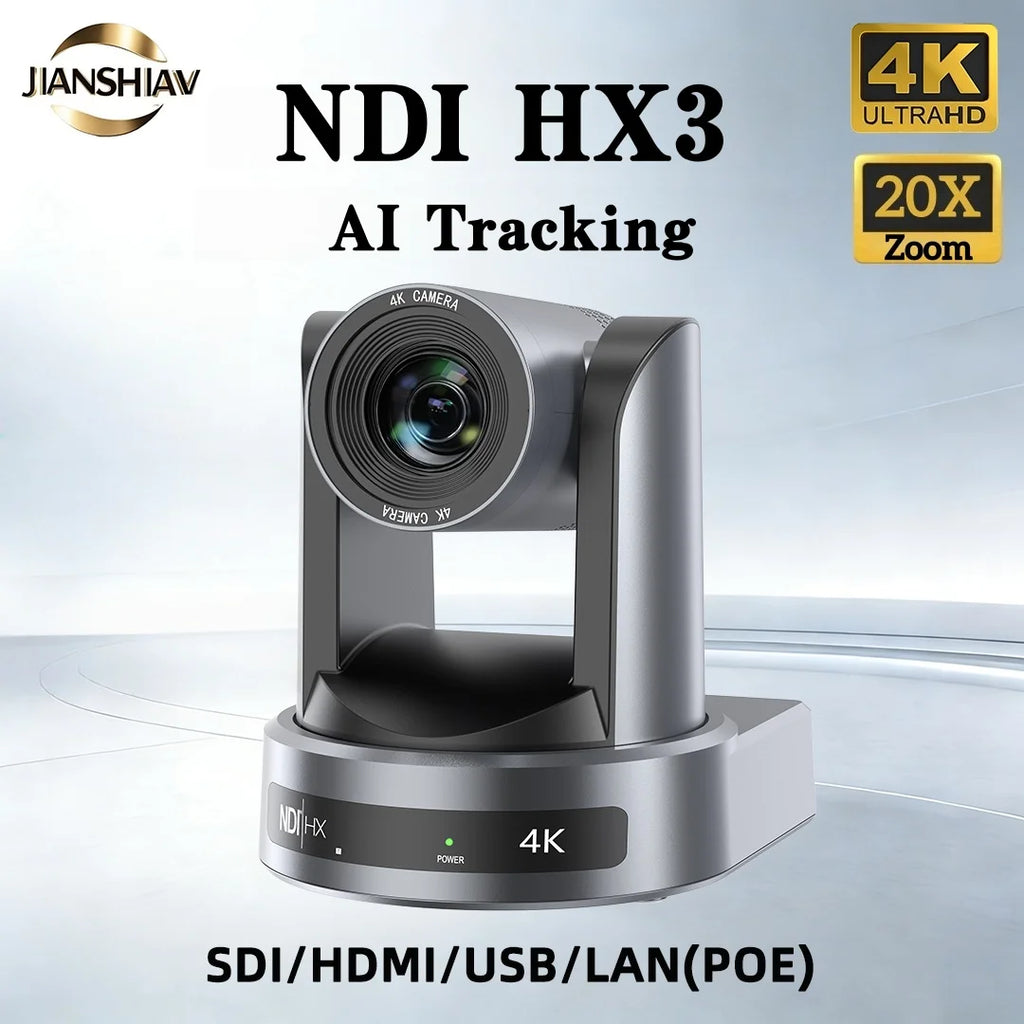 NDI/SDI 4K PTZ Camera 10X 20X Zoom Video Conference Live Streaming HDMI USB IP POE 1080P for Church NetMeeting Broadcast Youtube