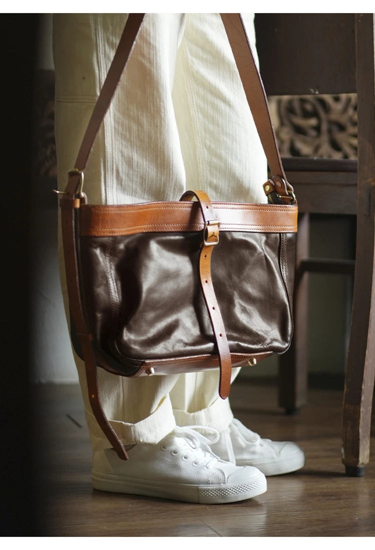 PNDME vintage high-quality first layer cowhide women shoulder bag outdoor travel designer handmade genuine leather underarm bag