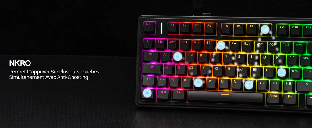 ISO-FR Layout AULA F75 75% AZERTY French Layout Wired/Bluetooth/2.4G Wireless Mechanical Gaming Keyboard RGB Backlighting 4000mAh Battery For Win/Mac