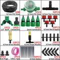 4/7mm micro drip irrigation kit with 50m hose, connectors, tee, red drippers, stakes