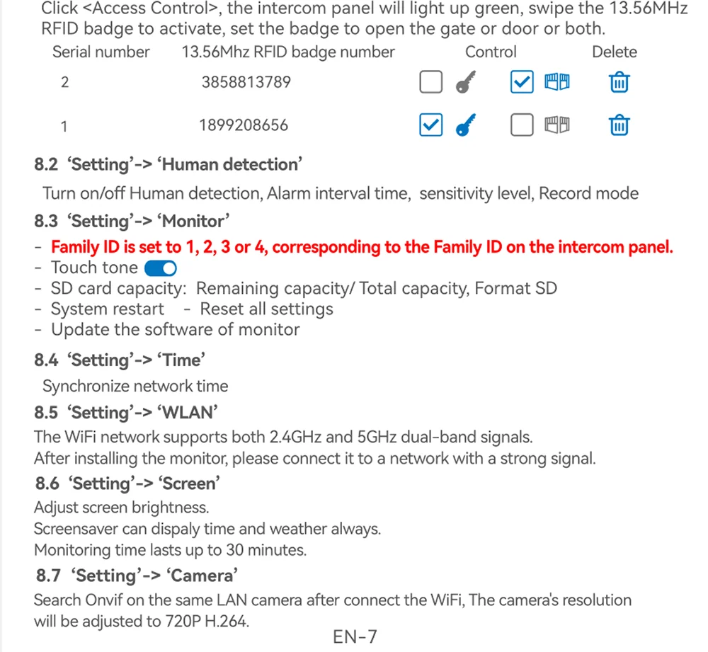 New 10 Inch Wifi Video Door Bell Intercom System with RFID Doorbell Camera Family Multi Nits Apartment Video Door Phone Intercom