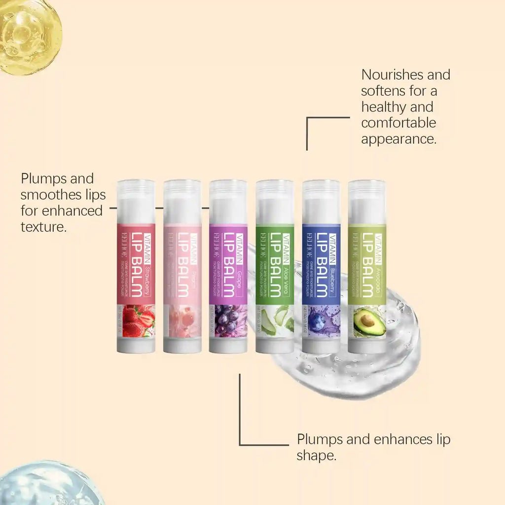 Moisturizing Lip Balm Set – 6 Piece Hydrating Kit for Dry Lips Lip Care Tidesmit