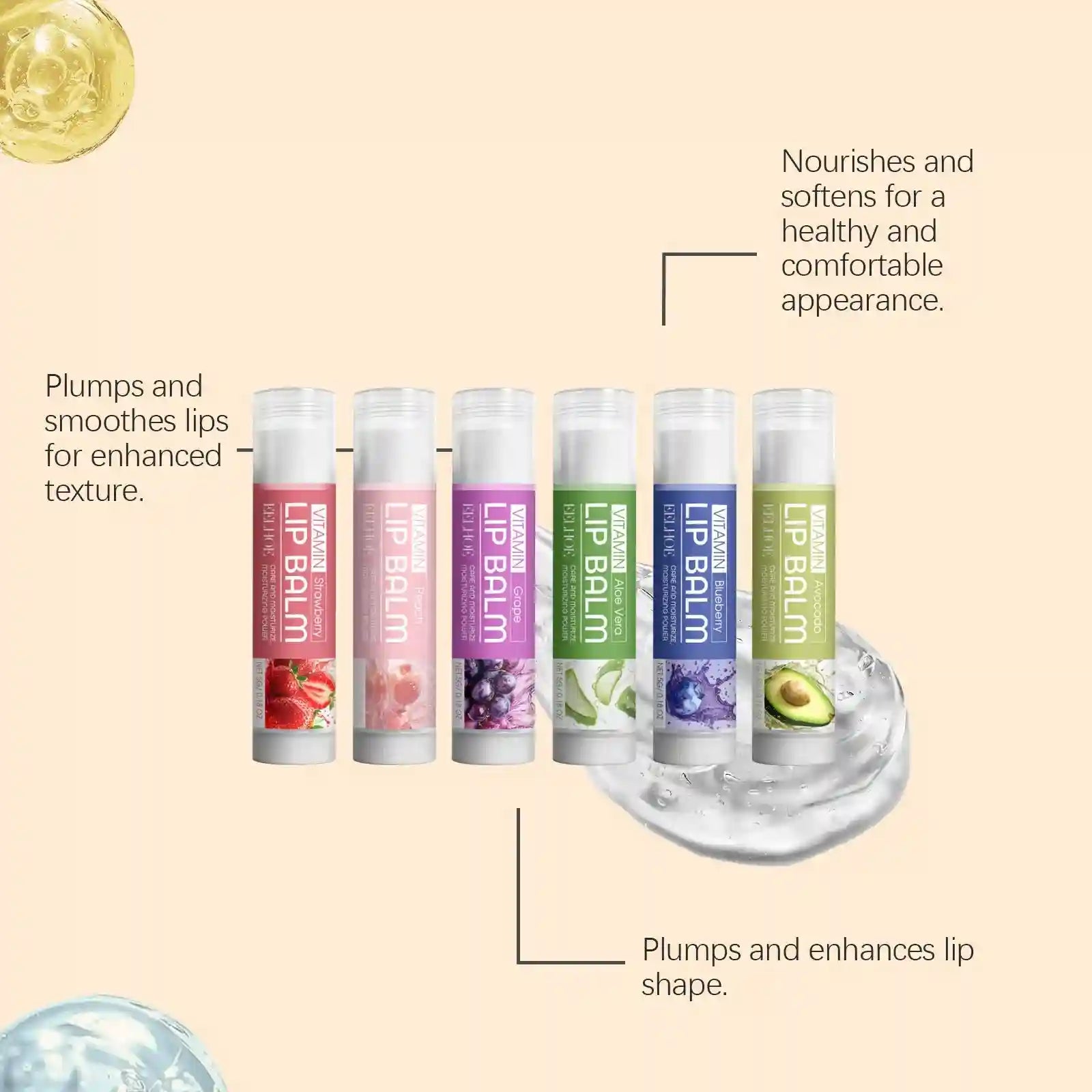 Moisturizing Lip Balm Set – 6 Piece Hydrating Kit for Dry Lips Lip Care Tidesmit
