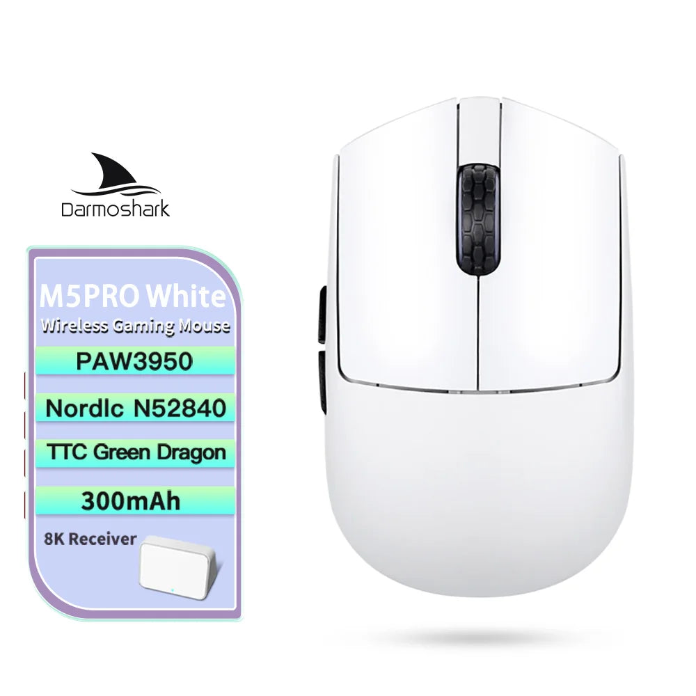 Darmoshark M5Air V2 Forged Carbon Fiber Gaming Mouse Wireless 8K Macro Mouse 30KDPI  Finger Grip Small Hand Mice 30g Lightweight