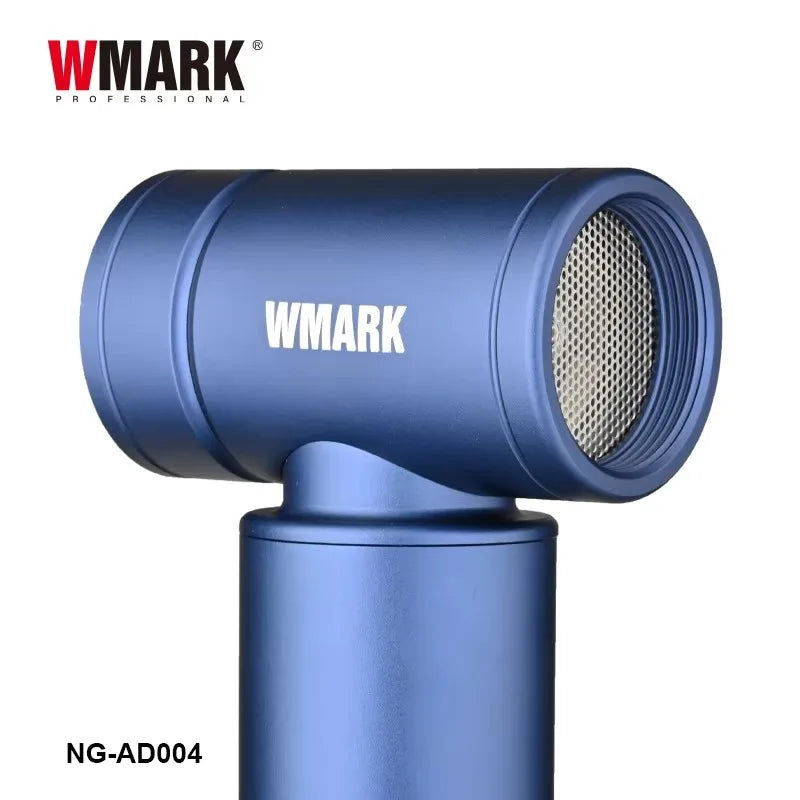 WMARK NG-AD004 blue handheld high-speed hair dryer and cleaning tool with mesh nozzle for professional styling.