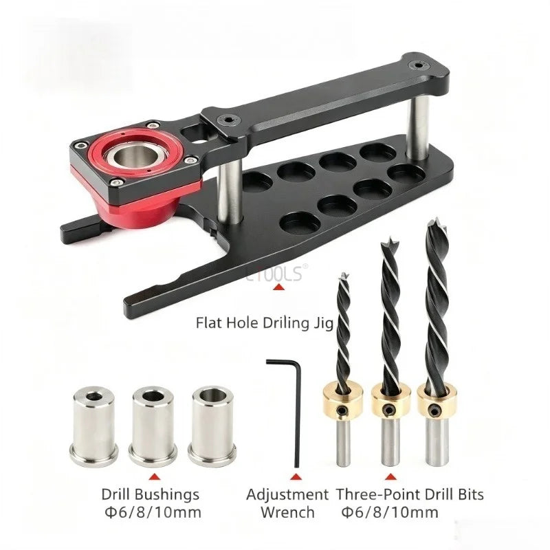 Multifunctional Flat Vertical Drilling Jig Precision Dowel Locator for Pegboard MFT Workbench Woodworking Hole Opening Tool