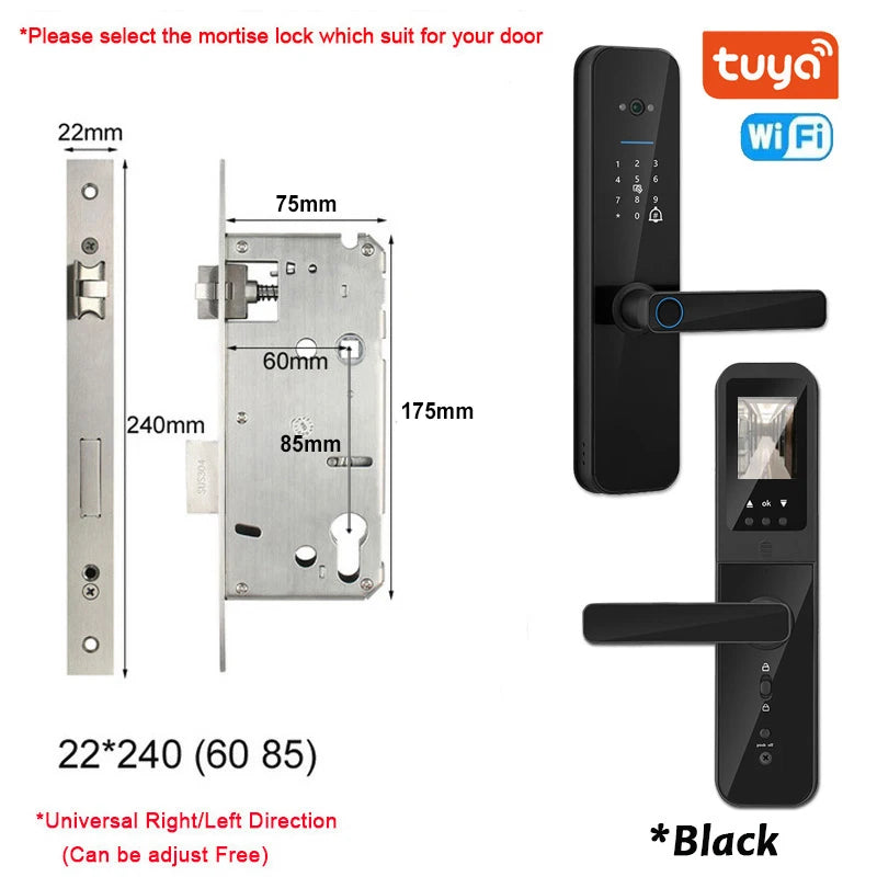XSDTS New Tuya Wifi Digital Electronic Smart Door Lock With Biometric Camera Fingerprint Smart Card Password Key Unlock