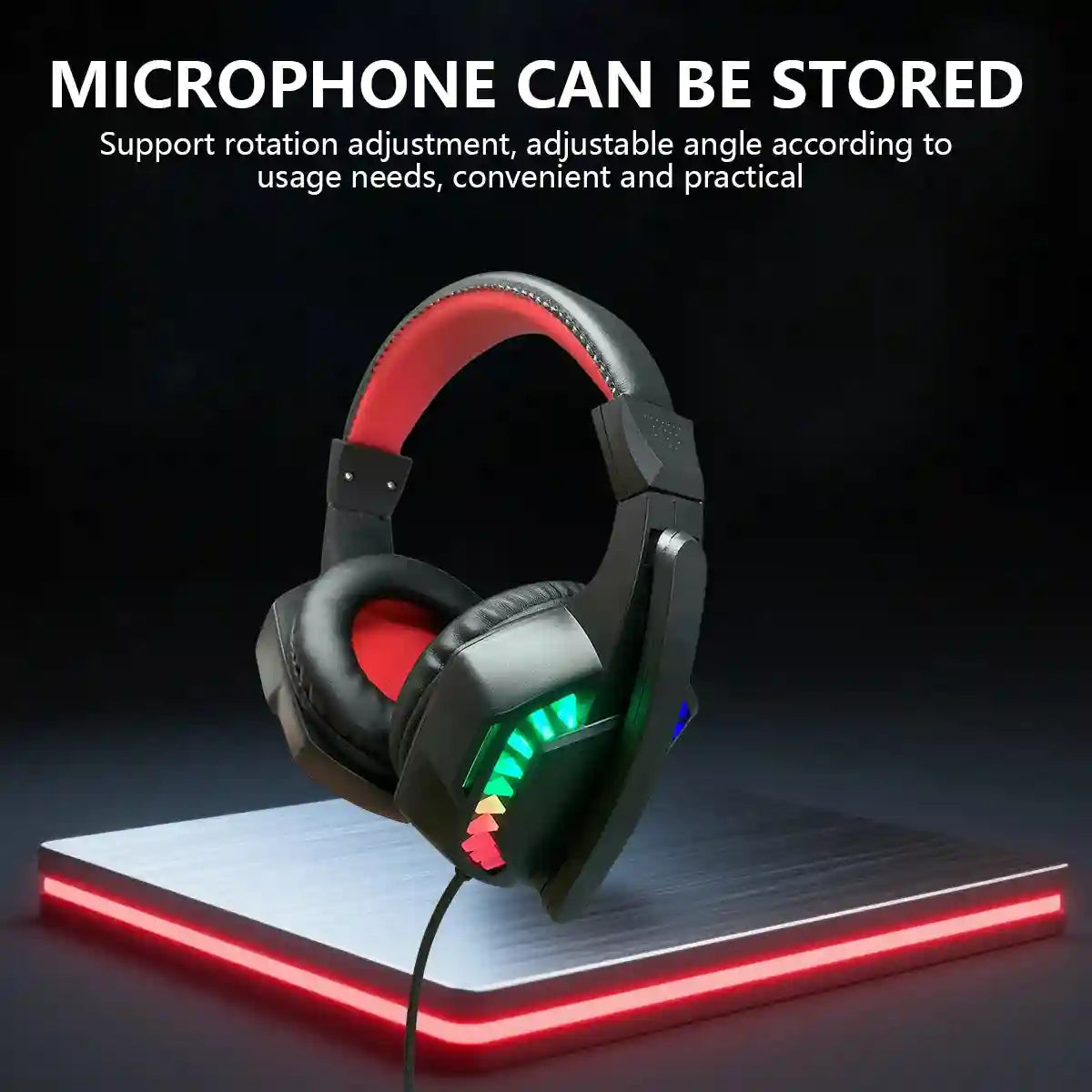 Wired Gaming Headset with RGB Audio - Black and Red Over-Ear Design Tidesmit