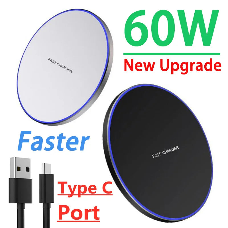 60W Fast Wireless Charging Dock - Qi Certified for iPhone and Samsung Tidesmit