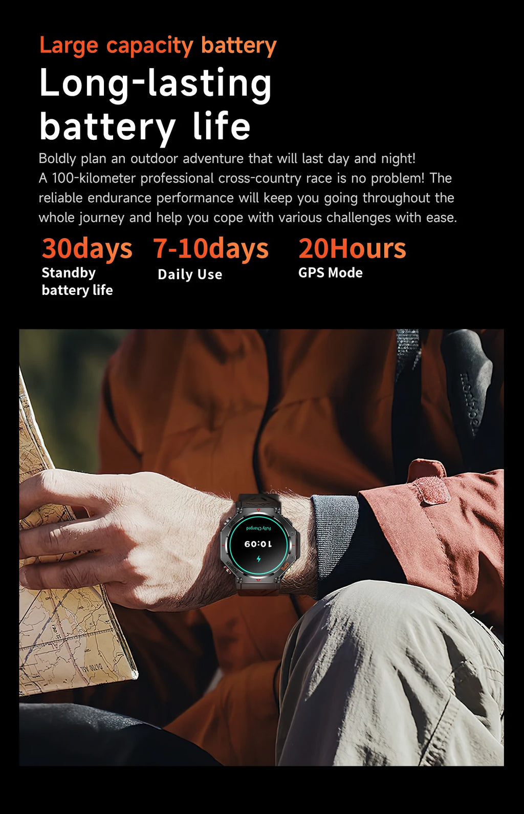 Military Smart Watch T-Rex 3 Bulit-in GPS Compass Altimeter Barometric 10ATM IP69K Waterproof AMOLED Bluetooth Call Smart watch