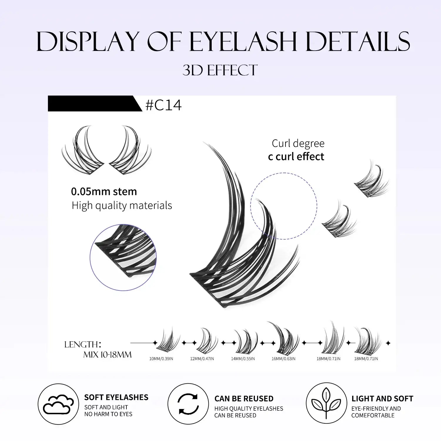 GROINNEYA Eyelashes Clusters 320 pcs Natural Eyelash extension Cluster Lashes Volume Mixed Tray Lashes Cluster Natural Lashes False Eyelashes Tidesmit