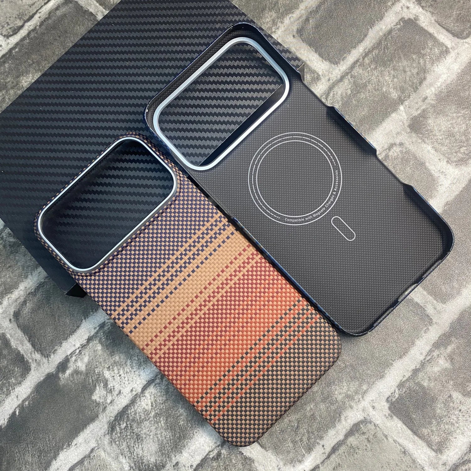 iPhone 17 Pro Max Aramid Fiber Case | Slim Shock-Absorbing Cover Sunset Red Metal Fra Tidesmit