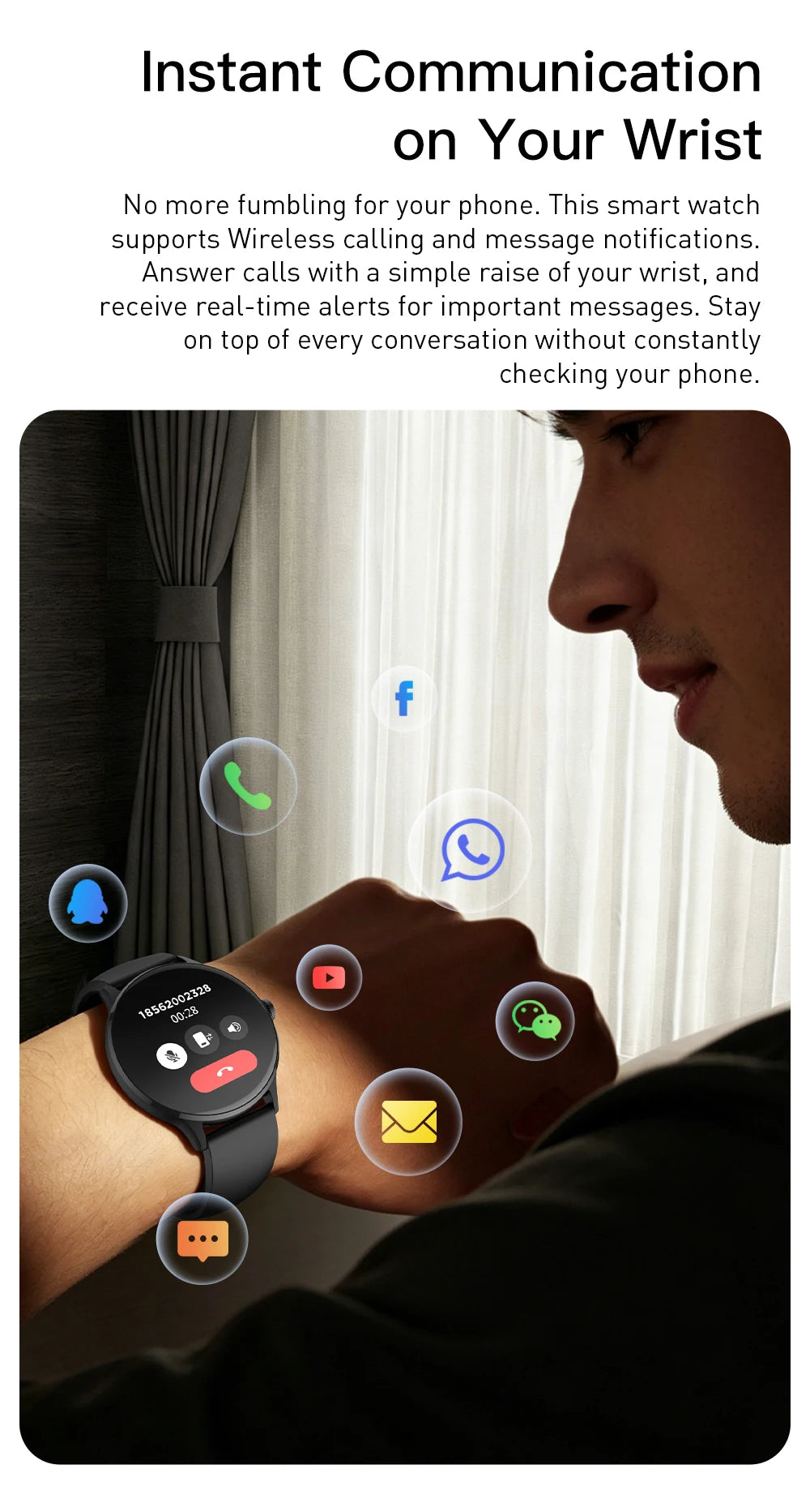 LIGE 1.26" HD Smart Watch 24/7 Health Monitoring Bluetooth Call 123+ Sports Modes IP68 Waterproof Sleep Tracker for Android iOS