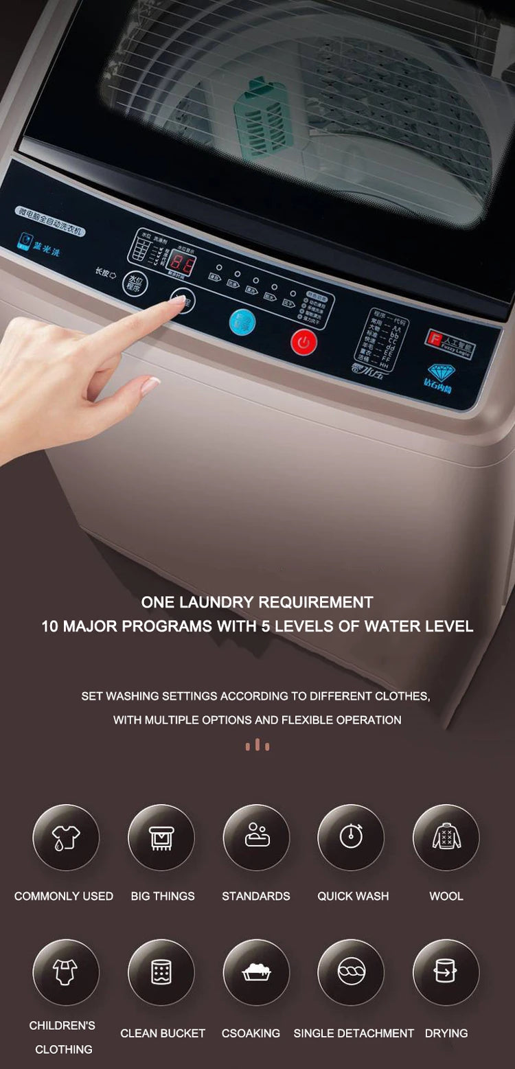 Tidesmit 400W mini portable washing machine with 7kg dryer for efficient 10kg laundry loads, side angle view.