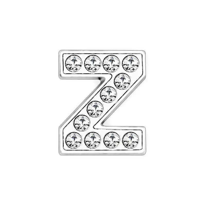 Silver rhinestone letter Z slide charm for 8mm DIY pet collars to personalize your dog or cat's accessories.