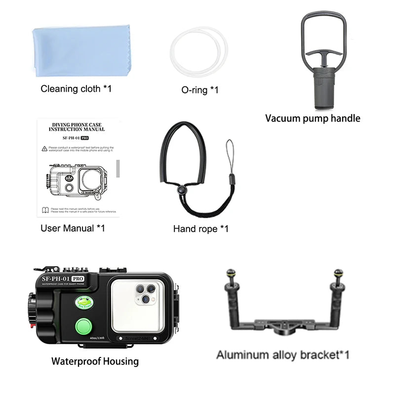 Universal Waterproof Phone Case - 40M Professional Diving Housing Case add bracket Tidesmit