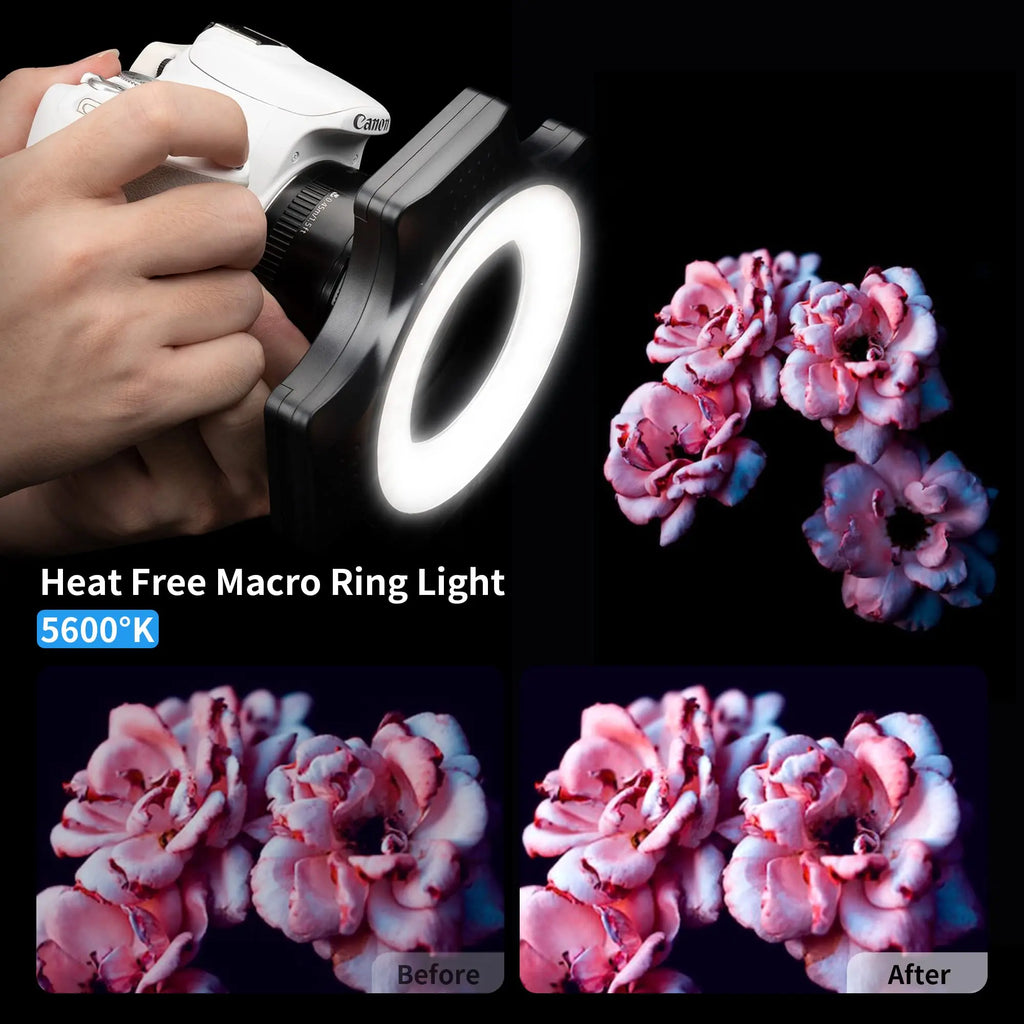 Macro LED Ring Flash for DSLR with 6 Adapter Rings Tidesmit